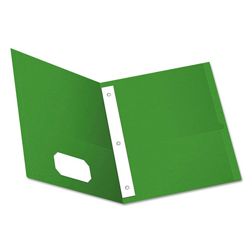 Oxford Twin-Pocket Folders with 3 Fasteners, Letter, 1/2" Capacity, Green, 25/Box