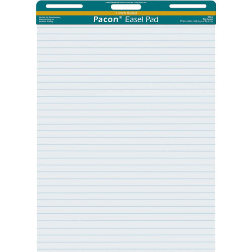 Pacon Easel Pad, Perforated, 1" Ruled, 27x34", 50 Sheets, White