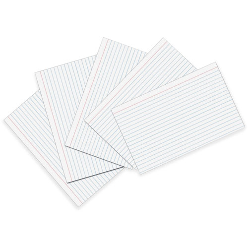 Pacon Index Cards, Ruled, 3" x 5", 100/PK, White