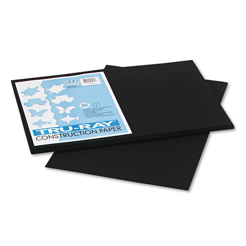 Pacon Tru-Ray Construction Paper, 76 lbs., 12 x 18, Black, 50 Sheets/Pack
