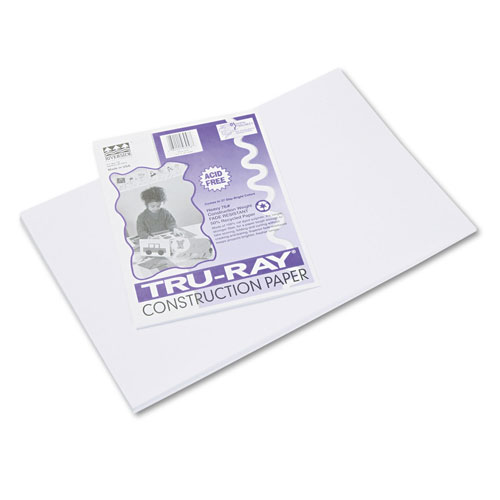 Pacon Tru-Ray Construction Paper, 76lb, 12 x 18, White, 50/Pack