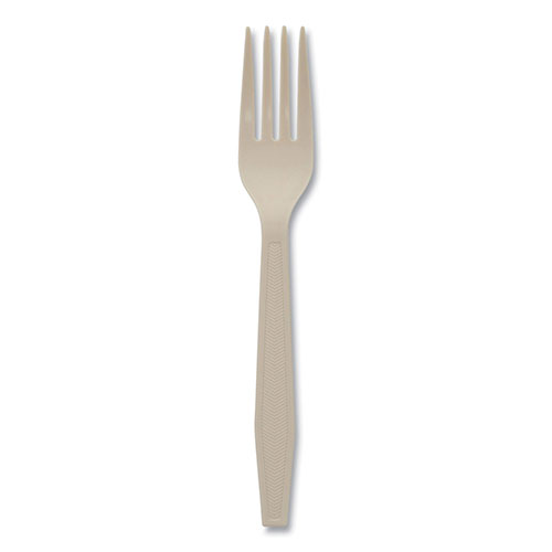 Pactiv EarthChoice PSM Cutlery, Heavyweight, Fork, 6.88", Tan, 1,000/Carton