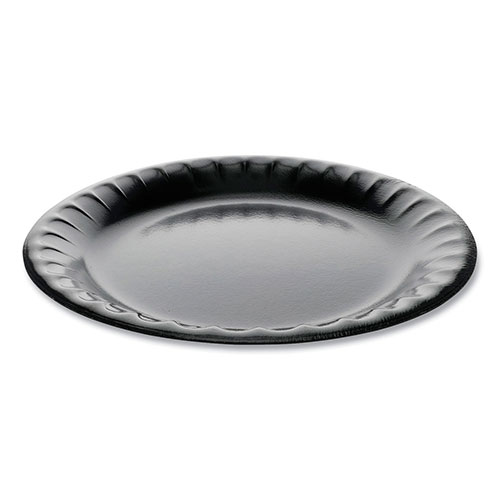 Pactiv Laminated Foam Dinnerware, Plate, 9" Diameter, Black, 500/Carton