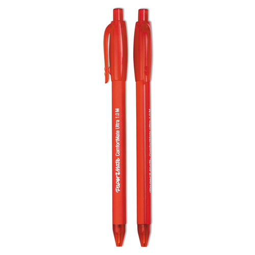 Papermate® ComfortMate Ballpoint Retractable Pen, Red Ink, Medium, Dozen