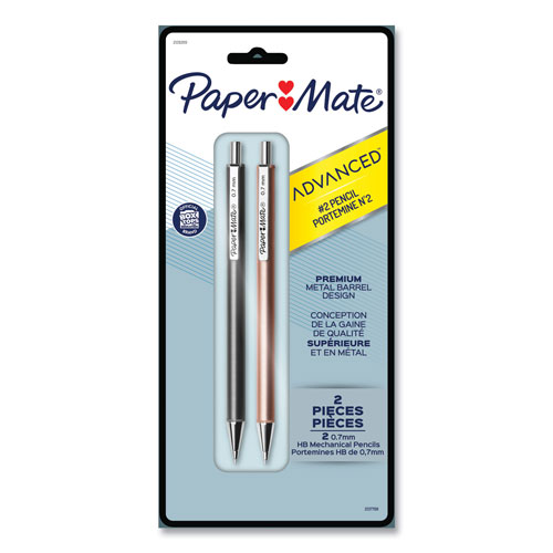 Papermate® Mechanical Pencil, 0.7mm, 1/4"x1/2"x5-3/4" , 2/PK, Assorted