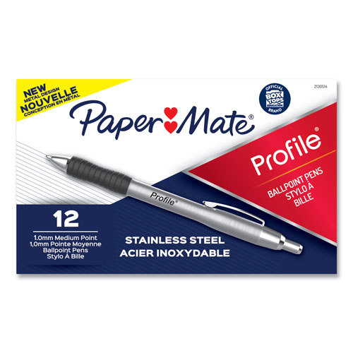 Papermate® Pen, Ballpoint, 0.7mm, 1/4"Wx1/4"Lx5-3/4"H, 12/DZ, Black