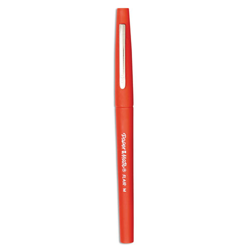 Papermate® Point Guard Flair Stick Porous Point Pen, Bold 1.4mm, Red Ink/Barrel, 36/Box