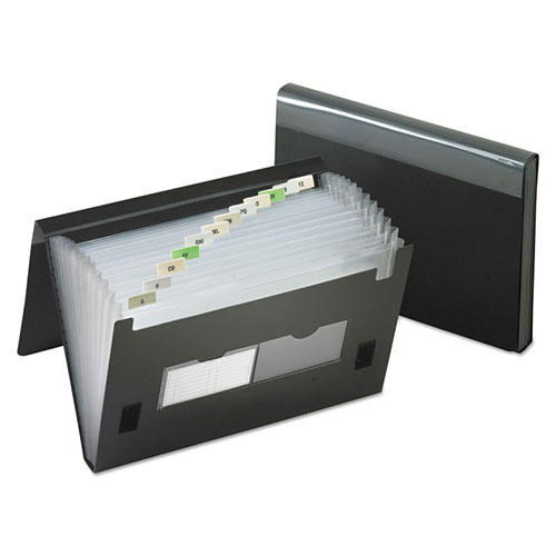 Pendaflex 13-Pocket File, 4" Expansion, 13 Sections, 1/13-Cut Tab, Letter Size, Black
