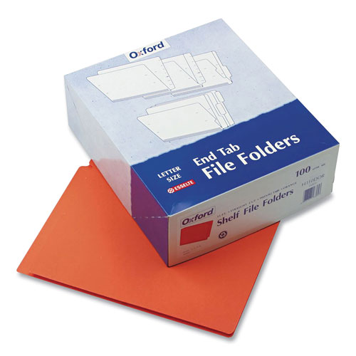 Pendaflex Colored End Tab Folders with Reinforced 2-Ply Straight Cut Tabs, Letter Size, Orange, 100/Box