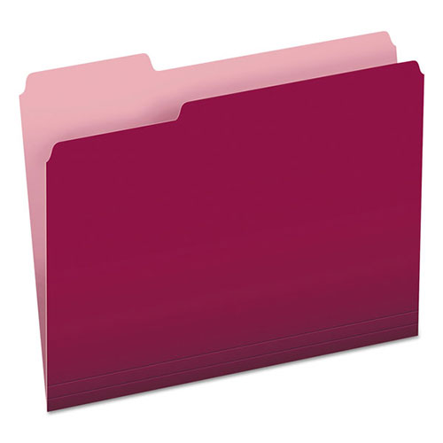 Pendaflex Colored File Folders, 1/3-Cut Tabs, Letter Size, Burgundy/Light Burgundy, 100/Box