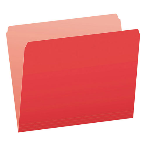 Pendaflex Colored File Folders, Straight Tab, Letter Size, Red/Light Red, 100/Box