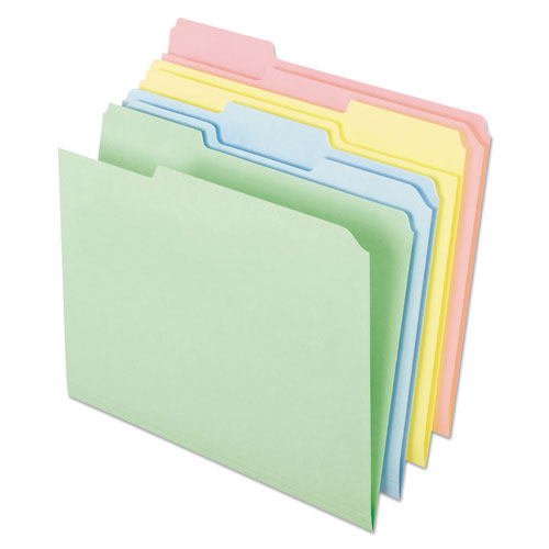 Pendaflex Pastel Colored File Folders, 1/3-Cut Tabs, Letter Size, Assorted, 100/Box