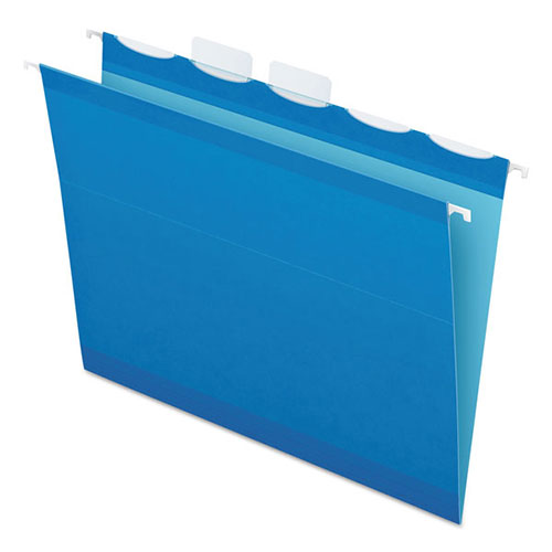 Pendaflex Ready-Tab Colored Reinforced Hanging Folders, Letter Size, 1/5-Cut Tab, Blue, 25/Box