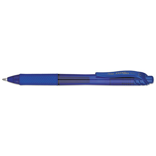 Pentel EnerGel-X Retractable Gel Pen, 1 mm Metal Tip, Blue Ink, Translucent Blue Barrel, Dozen