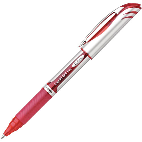 Pentel Pen, Liquid Gel, Refillable, .7mm, Red Barrel, Red Ink