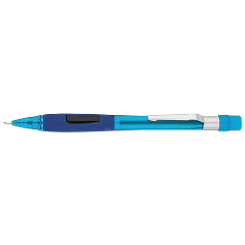 Pentel Quicker Clicker Mechanical Pencil, 0.5 mm, HB (#2.5), Black Lead, Transparent Blue Barrel