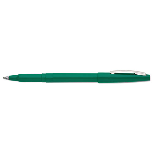 Pentel Rolling Writer Stick Roller Ball Pen, Medium 0.8mm, Green Ink/Barrel, Dozen