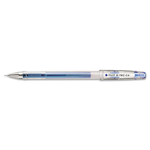 Pilot G-TEC-C Ultra Stick Gel Pen, Ultra-Fine 0.4mm, Blue Ink, Clear Barrel, Dozen
