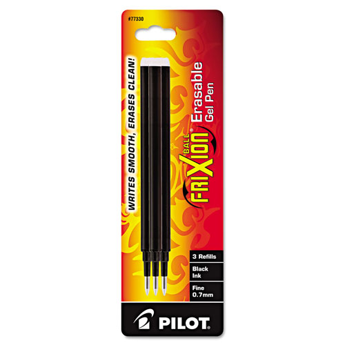 Pilot Refill for Pilot FriXion Erasable, FriXion Ball, FriXion Clicker and FriXion LX Gel Ink Pens, Fine Point, Black Ink, 3/Pack