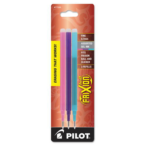 Pilot Refill for Pilot FriXion, FriXion Ball, FriXion Clicker and FriXion LX Gel Pens, Fine Point, Assorted Ink Colors, 3/Pack