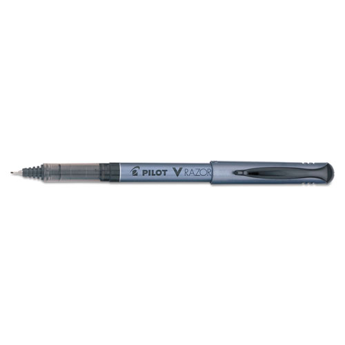 Pilot V Razor Point Liquid Ink Stick Marker Pen, 0.5mm, Black Ink, Gray Barrel, Dozen