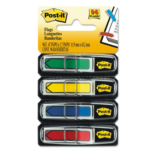 Post-it® Arrow 1/2" Page Flags, Assorted Primary, 24/Color, 96-Flags/Pack