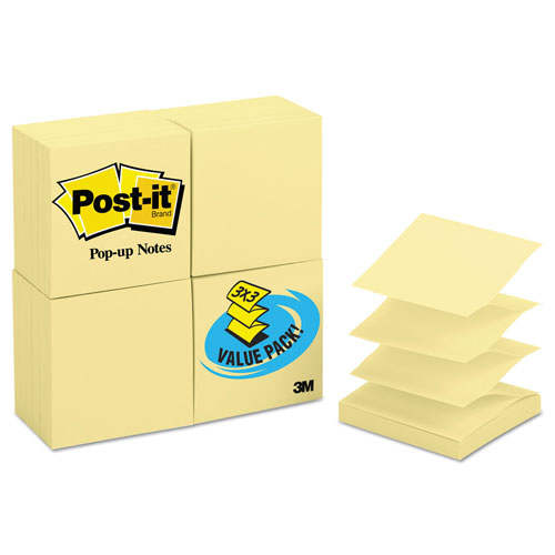 Post-it® Original Canary Yellow Pop-up Refill Value Pack, 3" x 3", Canary Yellow, 100 Sheets/Pad, 24 Pads/Pack