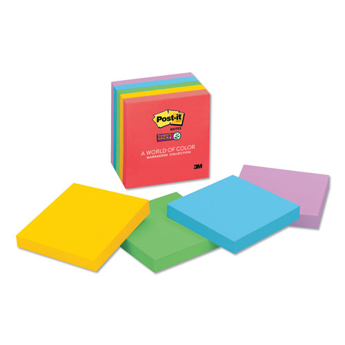 Post-it® Pads in Playful Primary Collection Colors, 3" x 3", 90 Sheets/Pad, 5 Pads/Pack