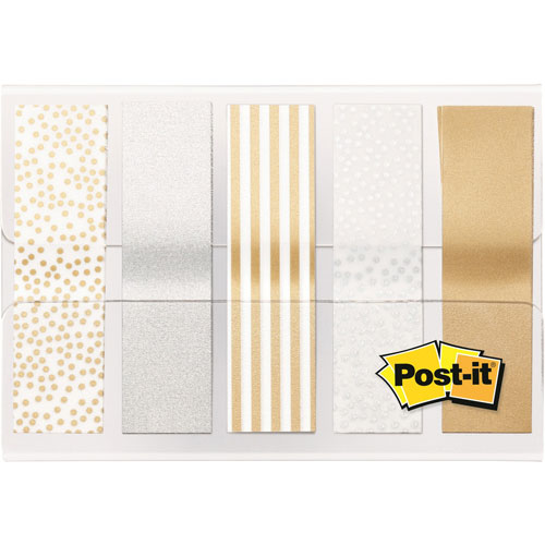 Post-it® Post-it Flags, 20 Flags/PD, 0.47", 100 Flags/PK, Assorted Metallic
