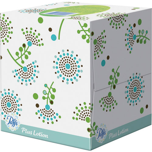 Puffs Plus Lotion Facial Tissue, White, 1-Ply, 8 1/5" x 8 2/5", 56/Box