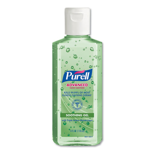 Purell Advanced Instant Hand Sanitizer with Aloe, 4 oz Flip-Cap Bottle, 24/Carton