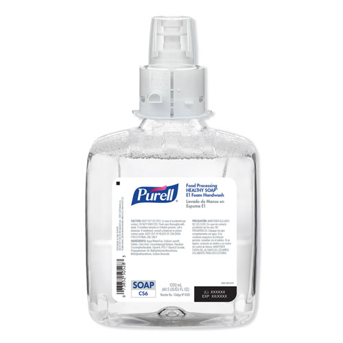 Purell Food Processing HEALTHY SOAP E1 Foam Handwash, For CS6 Dispensers, Fragrance-Free, 1,200 mL, 2/Carton
