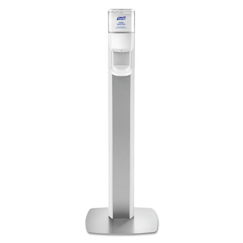 Purell MESSENGER ES6 Floor Stand with Dispenser, 1200 mL, 13.16" x 16.63" x 51.57", Silver/White