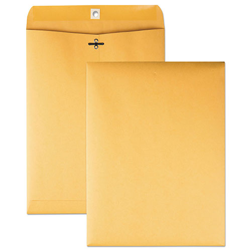 Quality Park Clasp Envelope, #10 1/2, Cheese Blade Flap, Clasp/Gummed Closure, 9 x 12, Brown Kraft, 100/Box