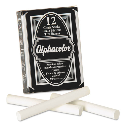 Quartet® Alphacolor White Chalk, Low-Dust, 12 Sticks/Pack