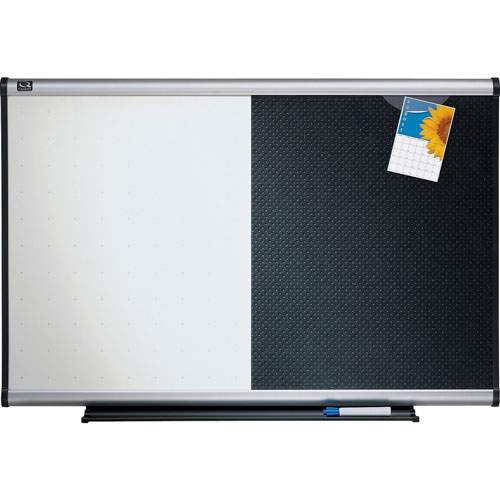 Quartet® Dry Erase/Bulletin Board, Embossed Foam, 36 x 24, Black/White, Aluminum Frame