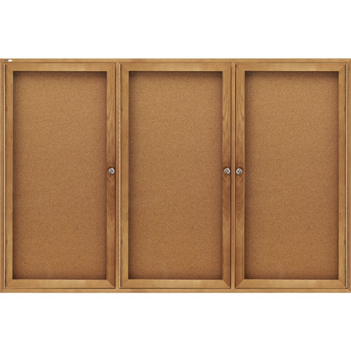 Quartet® Enclosed Bulletin Board, Natural Cork/Fiberboard, 72 x 48, Oak Frame