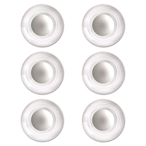 Quartet® Glass Magnets, Large, 0.45" dia, Clear, 6/Pack