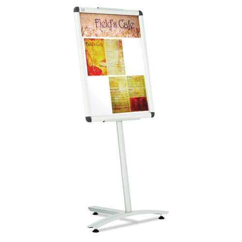 Quartet® Improv Lobby Clip-Frame Pedestal Sign, 18 x 24 Frame, 54" High, Aluminum