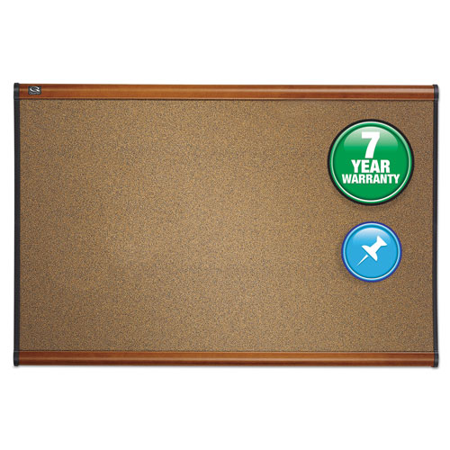 Quartet® Prestige Bulletin Board, Brown Graphite-Blend Surface, 72 x 48, Cherry Frame