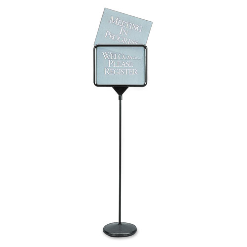 Quartet® Sign(ware) Pedestal Sign, 14 x 11, Assorted Signage, Black Frame