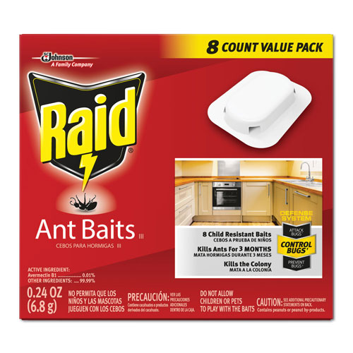 Raid Ant Baits, 0.24 oz, 8/Box, 12 Boxes/Carton