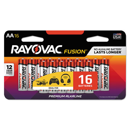 Rayovac Fusion Advanced Alkaline AA Batteries, 16/Pack