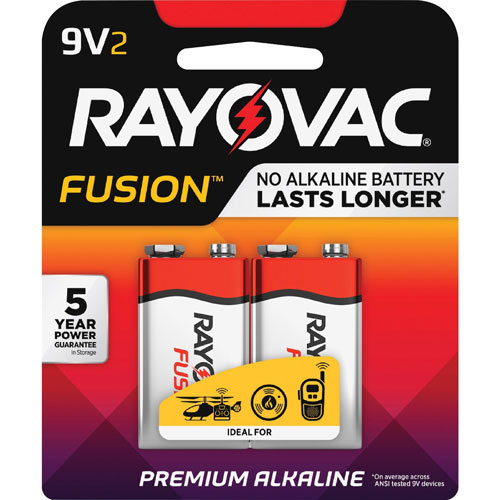 Rayovac Fusion Advanced Alkaline Batteries, 9V, 2/Pack