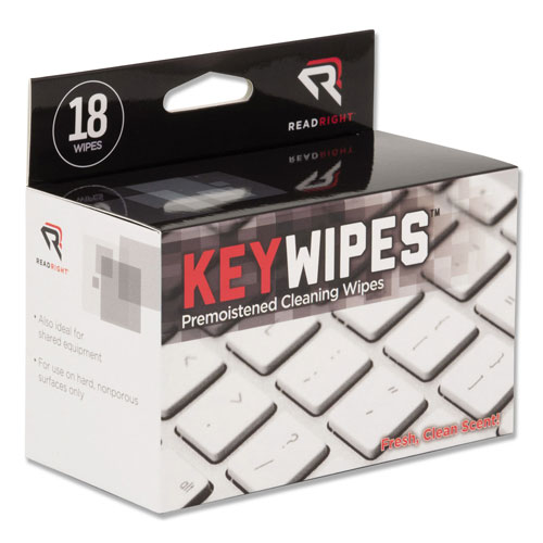 Read Right/Advantus KeyWipes Keyboard Wet Wipes, 5 x 6.88, 18/Box