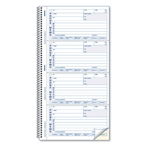 Rediform Telephone Message Book, Two-Part Carbonless, 5 x 2.75, 4 Forms/Sheet, 400 Forms Total