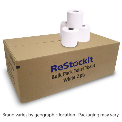 ReStockIt Standard Bathroom Tissue - White, 2-Ply, 4.2" x 3.5" Sheet, 400 Sheet/Roll, 96 Rolls/Case