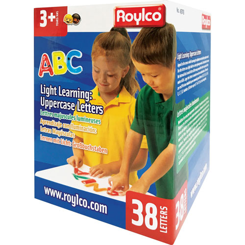 Roylco Uppercase Letters, Light Learning, 3-1/2"Wx4-3/4"H, 38/BX, AST