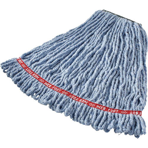 Rubbermaid 1" Headband Web Foot Wet Mop, Cotton, Yarn, Synthetic, PVC, Blue