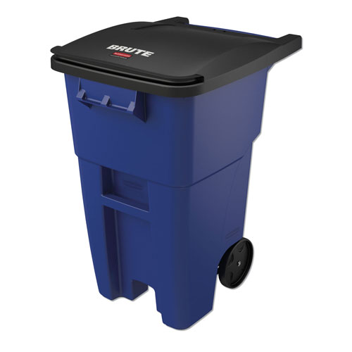 Rubbermaid Brute Rollout Container, Square, Plastic, 50 gal, Blue